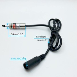 Red line Laser Module Industrial Laser Module Adjustable Focus line Length 19.7″ DC Plug Diameter(10mm-point-2pack)