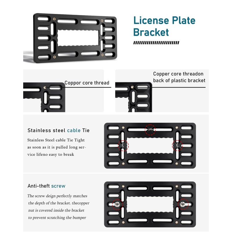 OKLPF Front License Plate Bracket- Front License Plate Mounting Kit，Universal