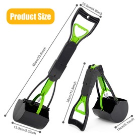 HyAdierTech Portable Dog Poo Gripper, Yard Dog Pooper Scooper with Waste Bag Dispenser, Foldable Dog Poop Scoop for Cats with 30 Dog Waste Bags, Easy to Use Lever