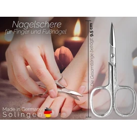 Professional Nail Scissors from Solingen - Premium Quality with Curved Cutting Surface - Extra Sharp Cutting Blades Made in Germany Includes Case