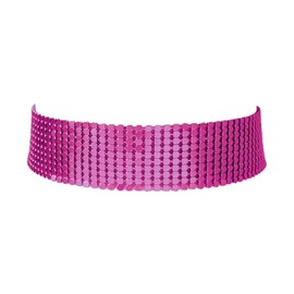 COLORFUL BLING Punk Wide Mesh Metal Sequins Choker Necklace Multicolor Shiny Thick Rhinestone Short Collar Choker for Women Prom Party Costume Jewelry-rose