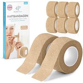 Fingerpflaster Selbsthaftend - 8x Pflaster Rolle (2,5cm x 4,5m) - Verband Selbstklebend - Elastisches Tape wasserfest - Staub-, Fett- und Schmutzabweisendes Pflasterband (Hautfarben, 8 Rollen)
