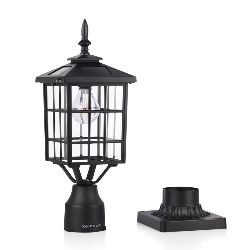 Kemeco ST4224Q-A Solar Post Light Outdoor, Landscape Led Squared Frame