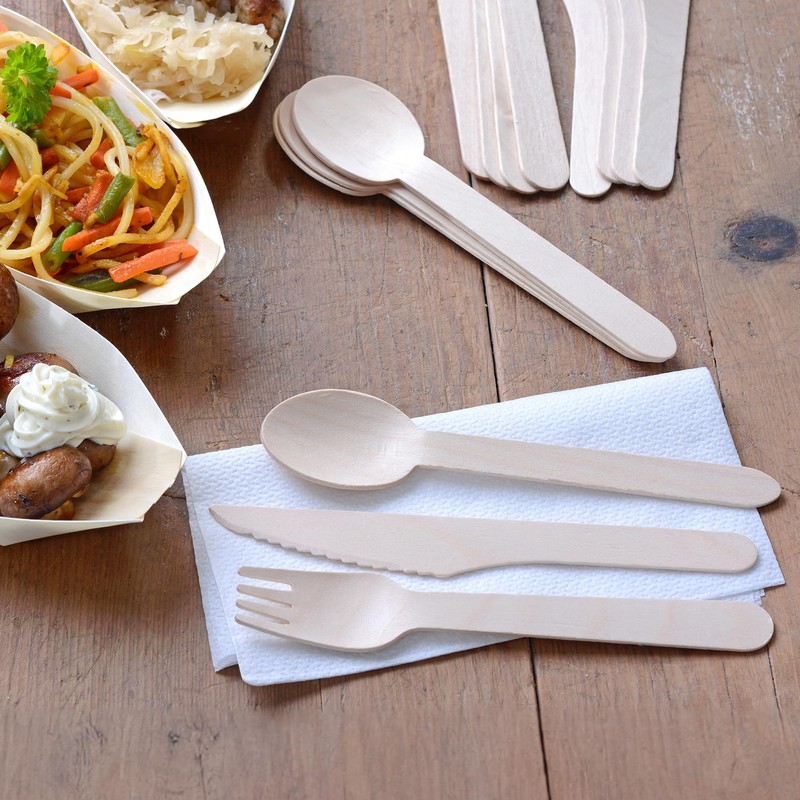 GRÄWE Disposable Cutlery Wooden Spoons 100 Pieces Wooden Cutlery Eco