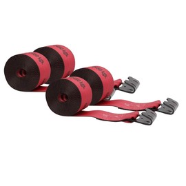 Mytee Products Kinedyne Winch Straps 4" x 30" Red Heavy Duty Tie Down with Flat Hooks WLL# 5400 lbs | 4 Inch Cargo Control for Flatbed Truck Utility Trailer (4 Pack)