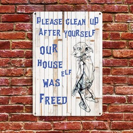 Funny Bathroom Quote Cat Metal Tin Sign Wall Decor - Vintage Please Clean up after Yourself Tin Sign for Toilet Bathroom WC Washroom Decor Gifts for Women Men Friends - 8x12 Inch