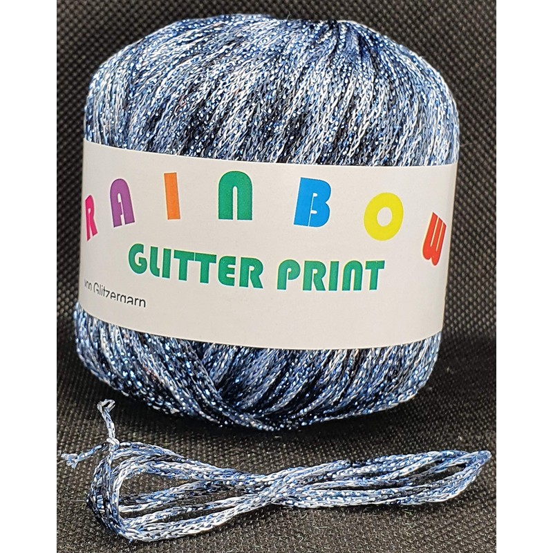 Rainbow glitter print on 25 gram ball colour cloud grey
