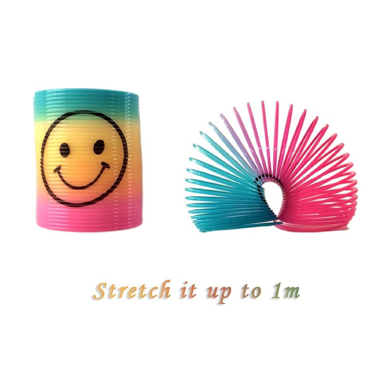 SHATCHI 12 Mini Rainbow Smiley Face Springs Slinky Pinata Party