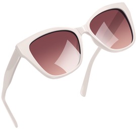 Joopin Cat's Eye Acetate Sunglasses Women's Polarised Fashionable 90s Cat Eye UV400 Protection TR90 Cosplay Chunky Party Glasses for Driving and Travel, Beige (colour gradient brown lenses), Unit size