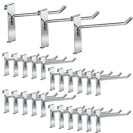 25 Pcs Gridwall Panel Hooks Panel Display Hooks Silver Grid Wall Hooks Stainless Steel Peg Hooks for Grid Wall Retail Shop Display Trade Show Home Office Garage Storage, 6 Inch