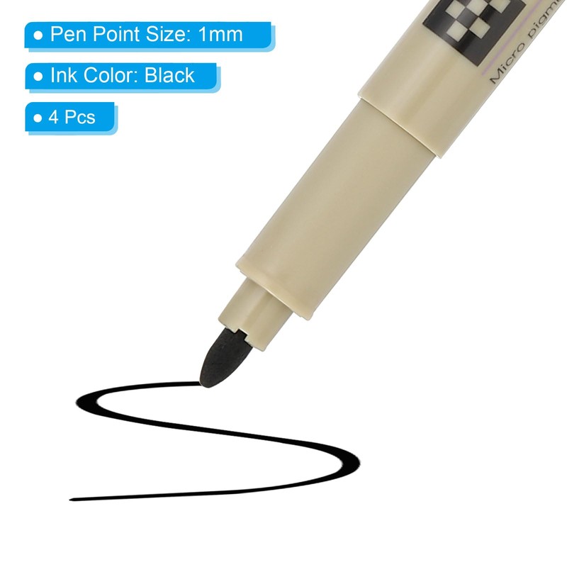 PATIKIL Micro Pen Fineliner Pens, 4Pcs 1mm Medium Point Drawing