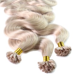 hair2heart Fusion U-TIP Keratin Bond Extensions | 100% real human hair extensions | 25 strands | wavy hair | #10/1, Light-Light Blonde Ash | 1 grams per strand | 24inch