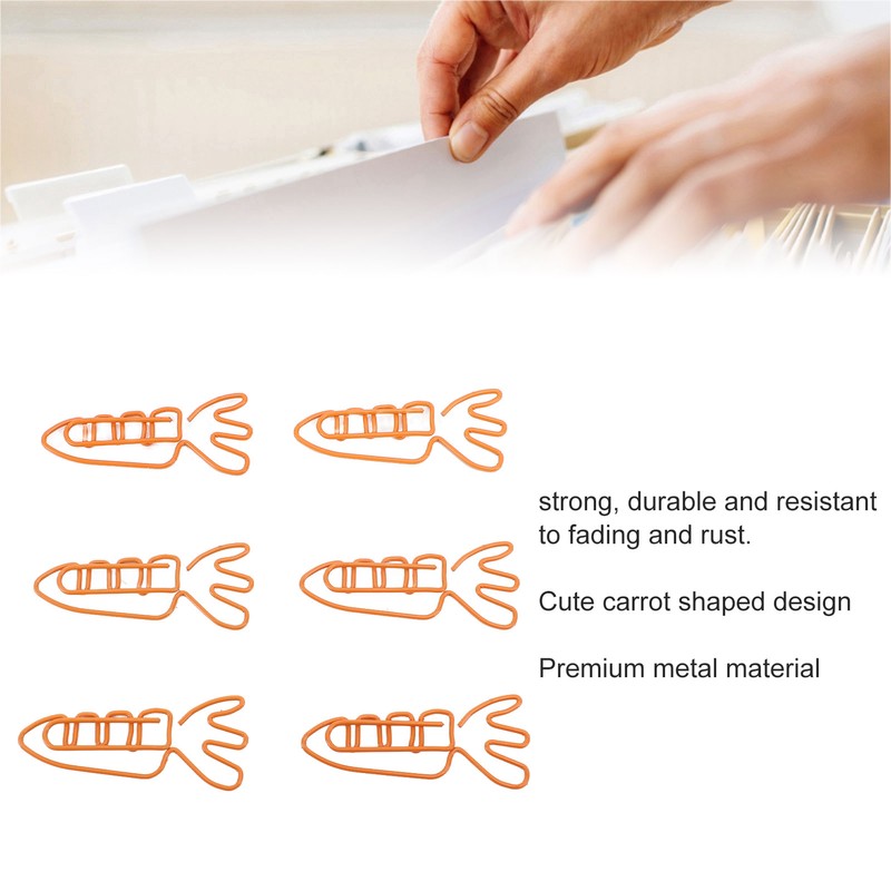 100Pcs Carrot Paper Clips Carrot Shape Strong Metal Anti Slip