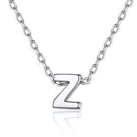 Silvora S925 Silver Letter Pendant, Name Initial Necklace, A-Z for Silver Name Necklace, Women, Children & Men, 46 cm + 5 cm Extension Chains, Silver