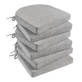 Basic Beyond Chair Cushions for Dining Chairs 6 Pack, Chair Cushion with Ties and Non Slip Backing, 16 x 16 inches Chair Pads for Dining Chairs(Light Grey)