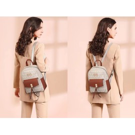 MKP Ladies Small Backpack Purse for Women Fashion Daypacks Purse Shoulder Bag with Charm Tassel, Beige, 9"L x 5.5"W x 10"H, Daypack Backpacks