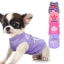 4 Pieces Puppy Clothes for Small Dogs Girl Summer Soft Puppy Clothes Cute Chihuahua Teacup Dog Clothes Female Dog Shirts Pet Clothing (X-Small)