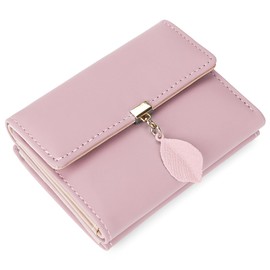 Uromee Girls Wallet Women RFID Vegan Leather Small Purse Trifold Card Holder Coin Pocket Cute leaf Pendant