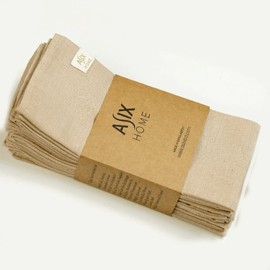 ASIX HOME - Solid Beige Color Soft Cotton Premium Cloth Napkins Set of 12 pcs 17x17 inch Napkin Table Cloth Generous Hem Table Napkins for Everyday Home, Dinner, Lunch, Cocktails, Tea, Pre-Washed