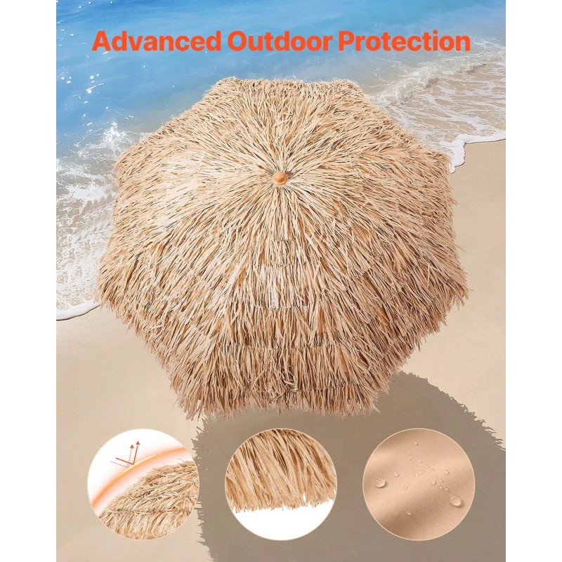 6 ft Tiki Thatched Patio Umbrella Poolside Beach Umbrella-for Your