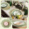 Breling 6 Pcs Sage Green Wedding Placemats Scalloped Embroidered Cotton