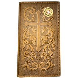 GENUINE TEXAS BRAND Custom 12 Gauge Shotgun Nocona Soft Leather Cross Long Wallet