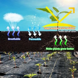 LAVEVE LAVEVE 4FT x 100FT Weed Barrier Landscape Fabric, 3.2oz Premium Heavy Duty Garden Cloth, Ground Cover for Gardening, Farming with 30 U-Shaped Securing Pegs