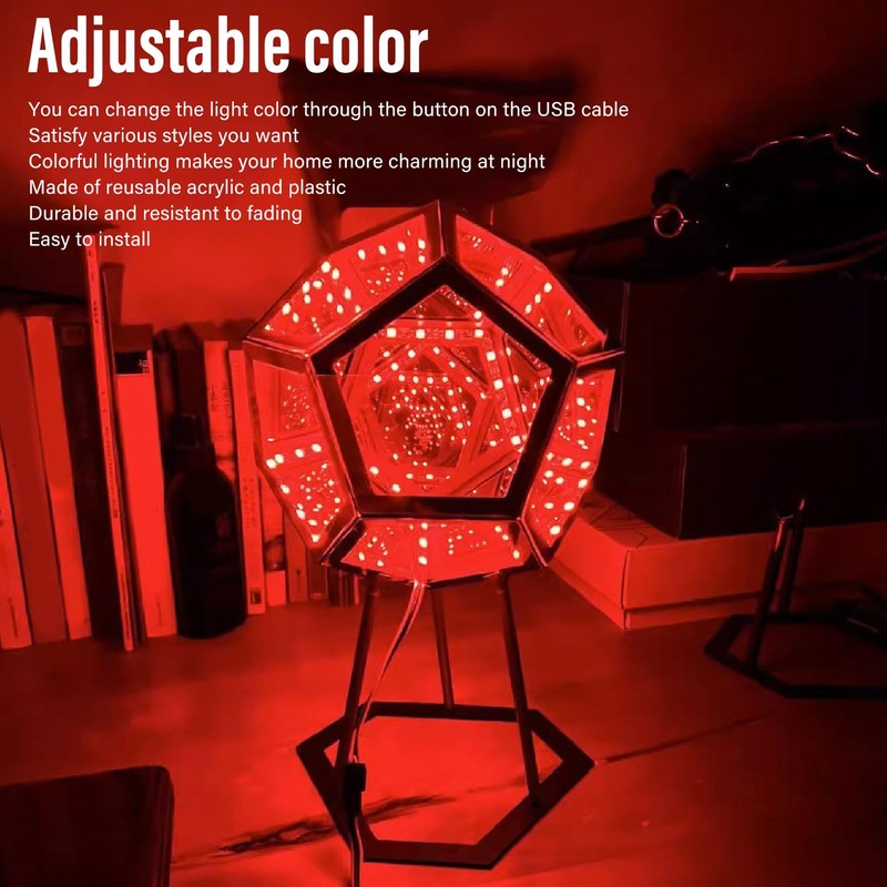 Infinity Dodecahedron Gaming Light, Adjustable Colour, Artificial Light, LED Night