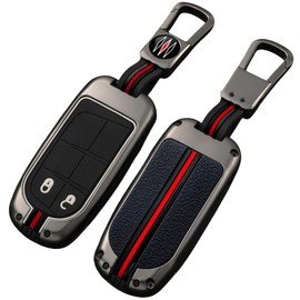 Happyit Zinc Alloy Car Key Case Cover for Jeep Grand Cherokee Chrysler 300C Renegade Fiat Freemont 360° Waterproof Protection with Tri-Color Fluorescence (2 Buttons, Matte Color)