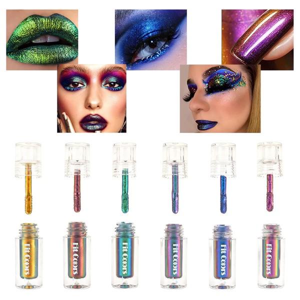 Liquid Eyeshadow, MKNZOME 6 Colours Make-Up Glitter Eyeshadow Liquid Eyeshadow Durable Waterproof Eye Makeup for Birthday Christmas Halloween Party or Daily Use