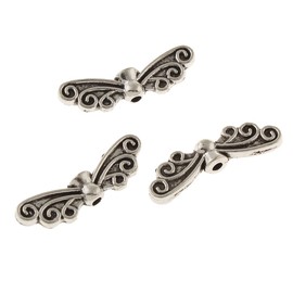 Perlin - 40 Wings Angel Metal Beads Angel Wings Beads 22 mm Metal Spacer Jewellery Parts M489 x 2