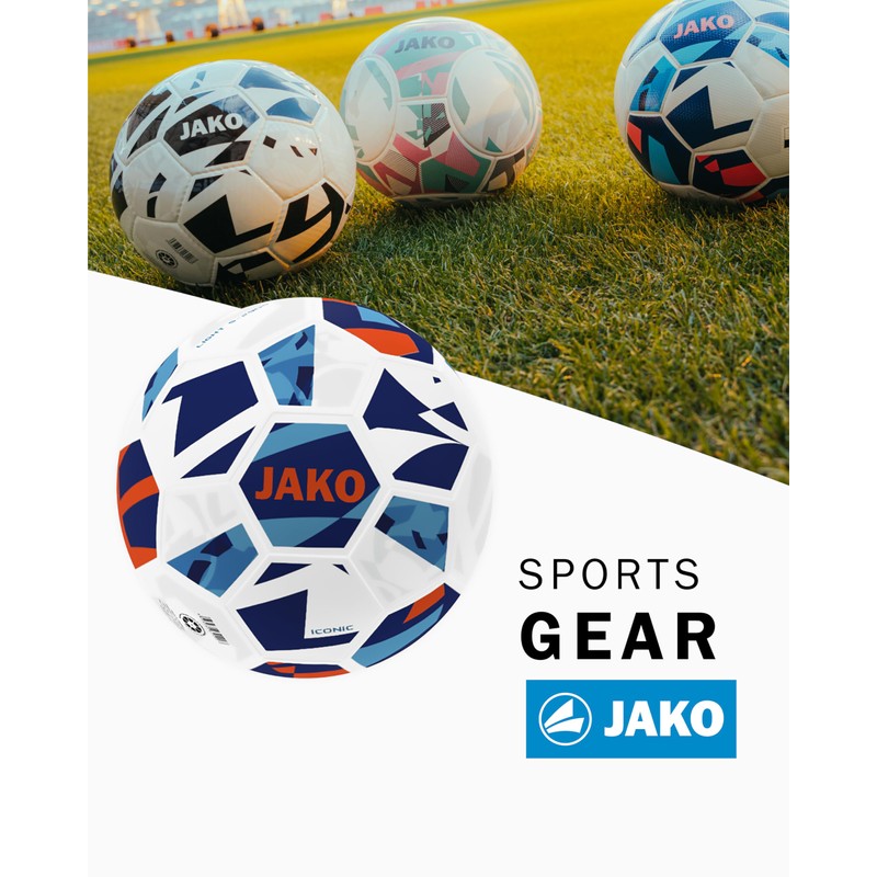 JAKO Lightball Iconic, white/navy/neon orange, 4 (290 g)