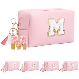 AIBFRID Birthday Gifts for Women Her,Travel Cute Makeup Bag,Large Capacity Cosmetic Bags for Women Makeup Pouch PU Leather Waterproof Cosmetic Bag (M, Pink)