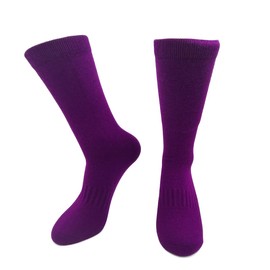 iMongol Pure Cashmere Women Men Unisex Crew Mid-Calf Causal Thick Socks, Outdoor Bed Socks, Smooth Toes and Heel by Hand Sewing (1 Pair,Dark Purple, UK 4.5-9)