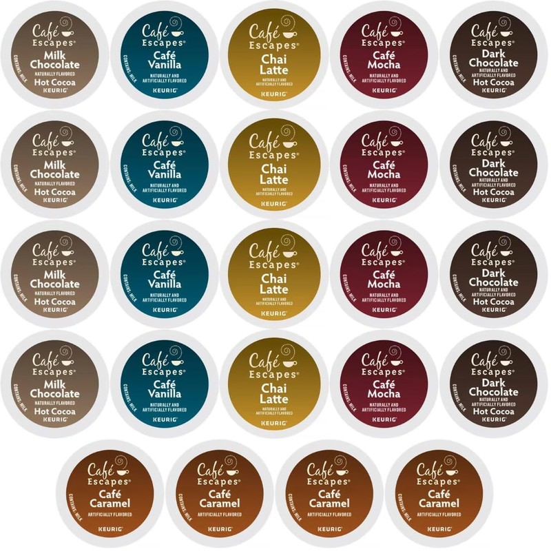 Cafe Escapes K-cups Coffee Pods Variety Sampler Includes Cafe Mocha,
