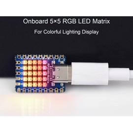 RP2040 RGB LED Matrix Tiny MCU Board Based On Raspberry Pi RP2040 Microcontroller Chip with 5×5 RGB LED Matrix for Colorful Lighting Display, with USB Type-C Port,Support Arduino,C/C++, MicroPython