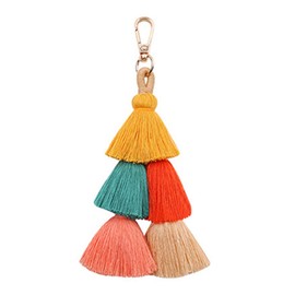 Auony Colorful Boho Tassel Charm Key Chain Pom Pom Tassel Bag Pendant Key Ring Keychain