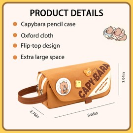 Cute Capybara Pencil Case,Large Capybara Pencil Pouch Stationery Pen Bag,Cute Kawaii Pencil Case Pouch Cartoon Pen Box Holder Organizer for Birthday Party Back to School Student Gift