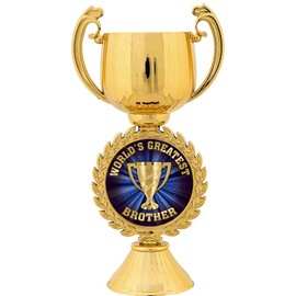 Worlds Greatest Brother Trophy, 7 1/4" Gold World's Greatest Brother Award