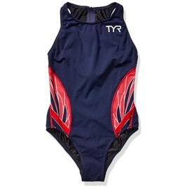 TYR 404WWPBD6A26 Women's Phoenix SP Destroyer Water Polo Suit, Navy/Red, Size 26
