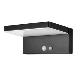 BRIMMEL Solar Motion Sensor Outdoor Wall Light - 600 Lumen 3 Modes, IP44 Waterproof Aluminum Solar Address Lights Sconce for Fence/Patio/Porch, Black, SG601019