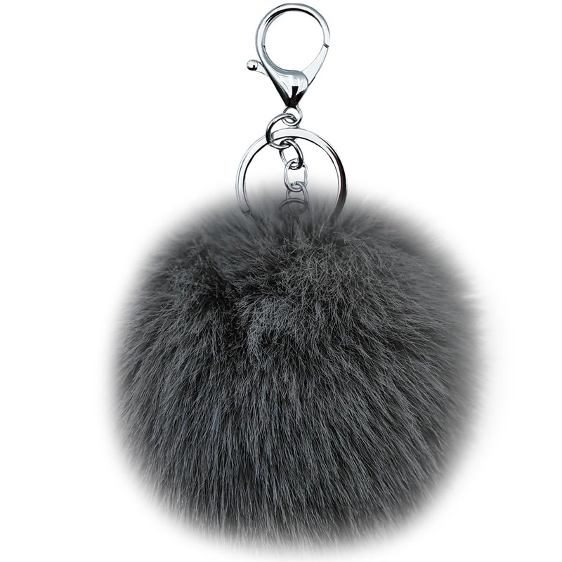 MMQXWZG 2PCS Pom Pom Keychain Faux Rabbit Fur Ball for
