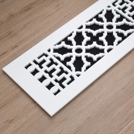 Reggio Register 6X12 Scroll Pattern Floor Register - White Aluminum - Metal Vent Cover Grille for Home Floors Without Mounting Holes. Made in USA | 814-AWNH