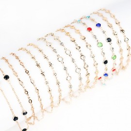 Jewel & Cubic Point Design Mask Strap Collection - Glasses Chain & Disposable Mask Lanyard Daisy Six-Point / Sky Daisy 4ea