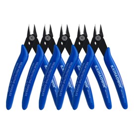 KAIHAOWIN Micro Wire Cutters with Spring, 5 Pack, 5 inch Precision Mini Flush Cutters Bulk, Nippers, Flush Cutting Pliers, Wire Snips, Small Side Cutters for Electronics Crafts Jewelry-Blue