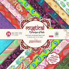 Paperhues Mystical Designs of India Scrapbook Paper 12 x 12" Pad, 24 Sheets