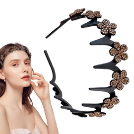 Squiggly Headband,Rhinestone Wavy Hairband for Women | Hold Flyaways Comfortable Hair Accessory for Adults Teens Girls Shower Workout Gym Face Washing