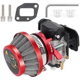15mm Carburetor Upgrade Kit Air Filter Set Compatible with 2 Stroke 43cc 47cc 49cc Standup Gas Scooter ATV Quad Pocket Bike XG-550 BladeZ Moby X Red