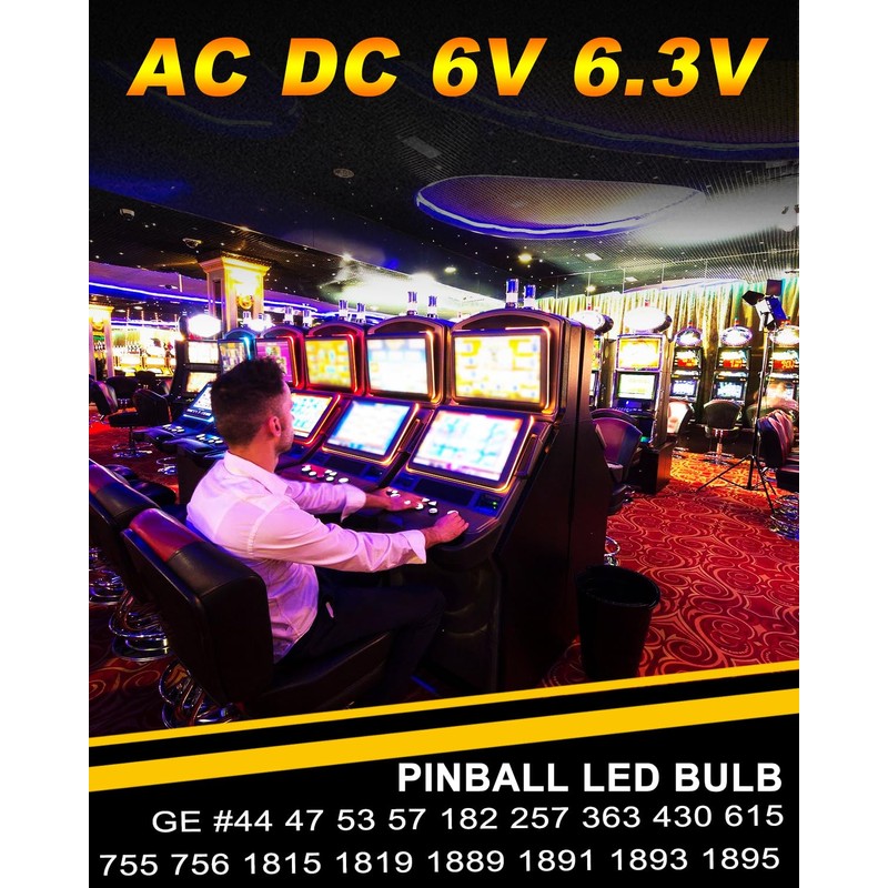 GE44 47 Pinball Machine LED Bulbs BA9S DC/AC 6.3V/6V Coin-operated