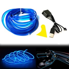 Balabaxer USB EL Wire, Blue, 5 m Flexible Neon Light Tube, DC 5 V Neon Tube, Lights, Car Interior Trim, Light Strip for Interior Trim Gap, Decorative